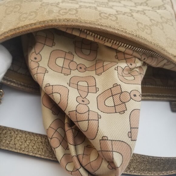 Gucci GG Jolicoeur Crossbody Brown Beige Canvas Fabric Bag - Picture 11 of 16